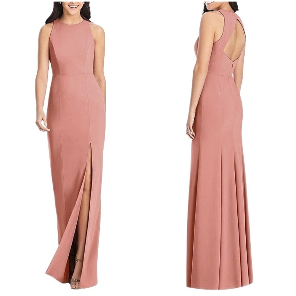 Dessy Collection Women's Diamond Cutout Back Trumpet‎ Gown Pink 3029 Size 6
